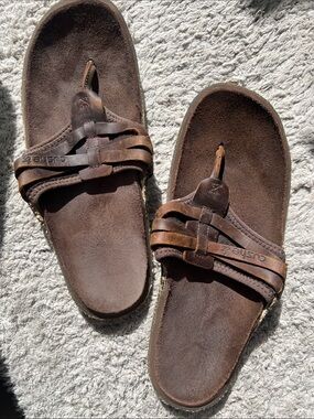 cushe Brown Leather Men's Slide Sandals